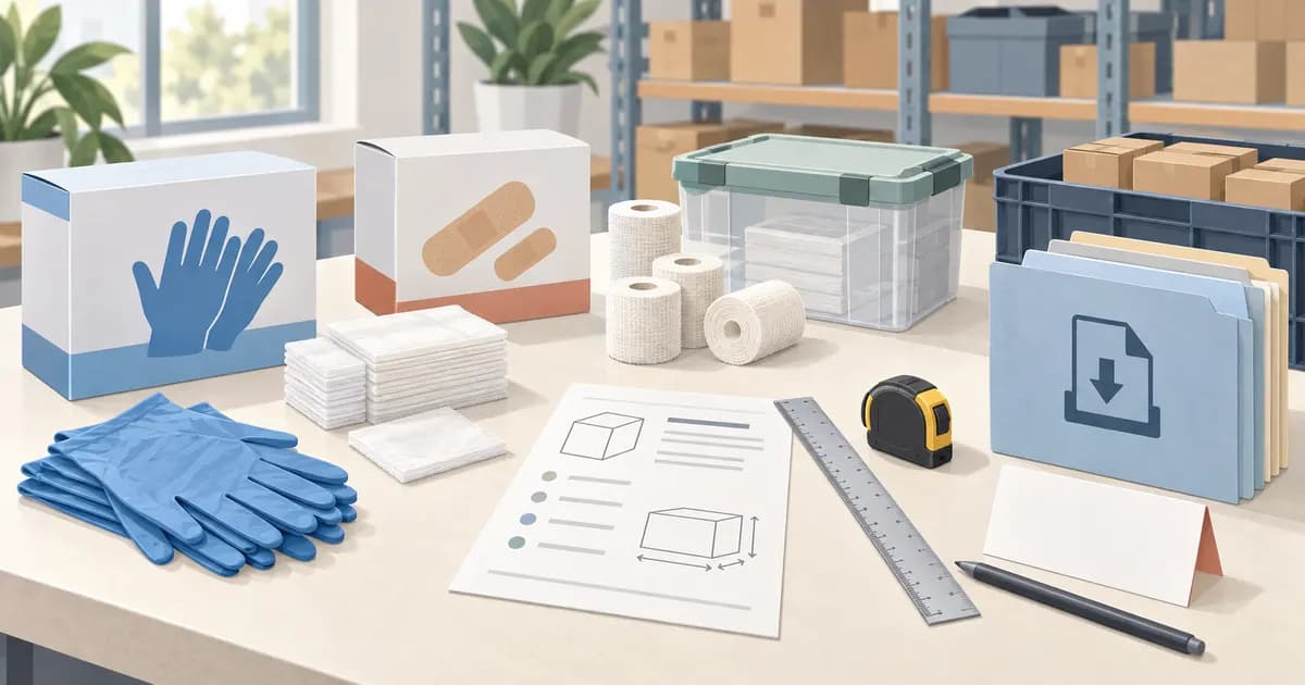 Editorial illustration for Medical theme evaluation for a supply catalog: product facts and limitations