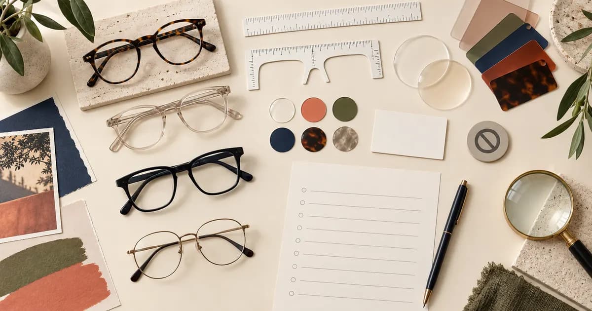 Editorial illustration for Theme trial scorecard for an eyewear catalog