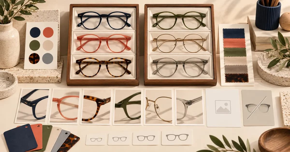 Editorial illustration for Preparing sample products for an eyewear theme trial
