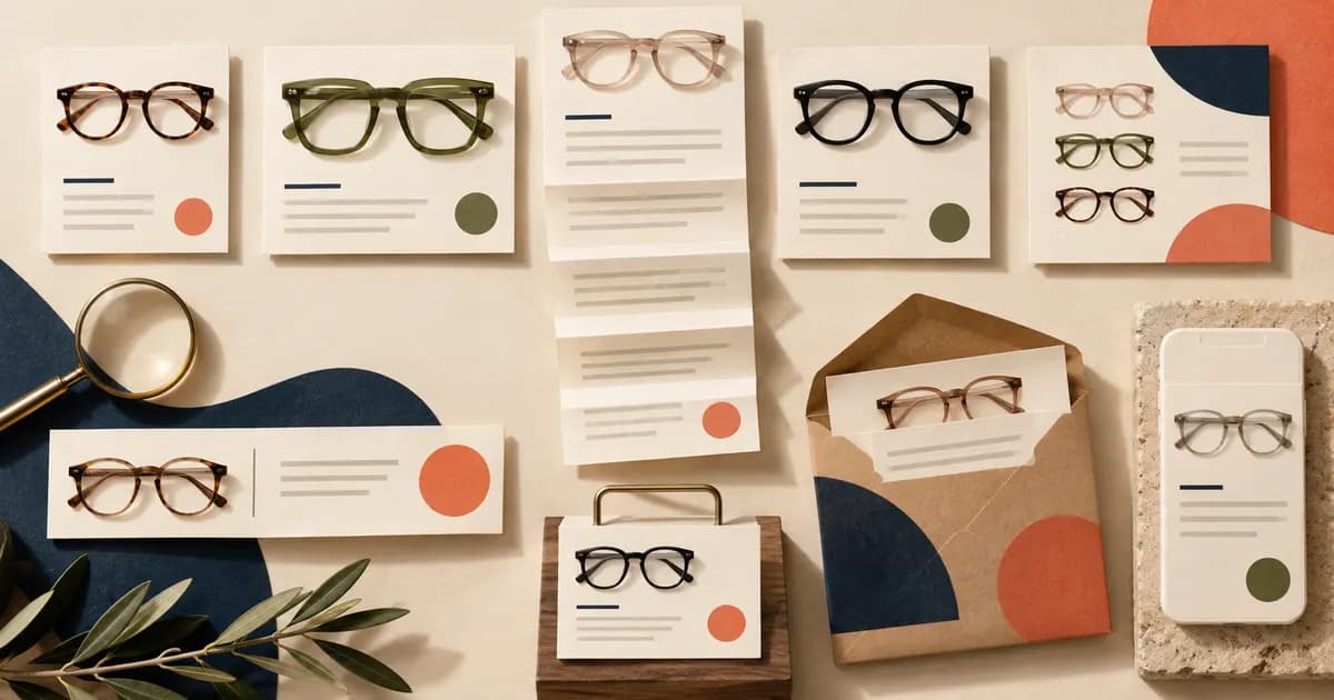 Editorial illustration for Designing collection cards for long eyewear product names