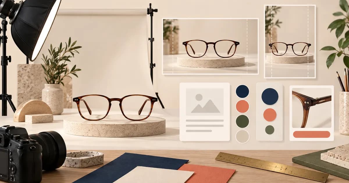 Editorial illustration for Optimizing hero images for an eyewear storefront