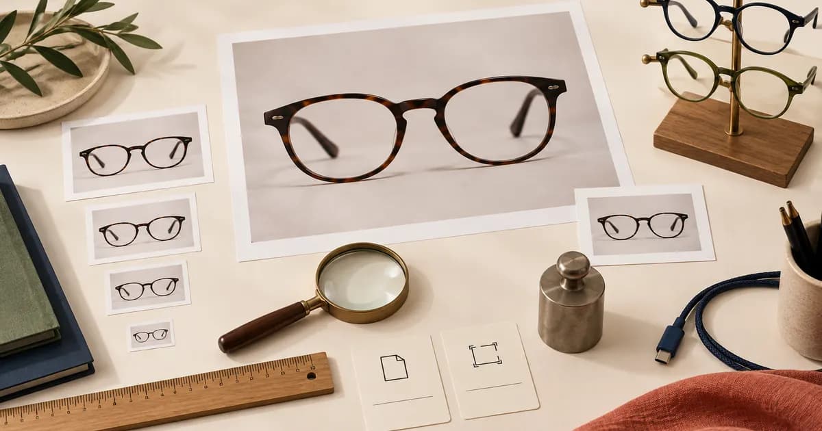 Editorial illustration for Finding oversized assets in an eyewear theme demo