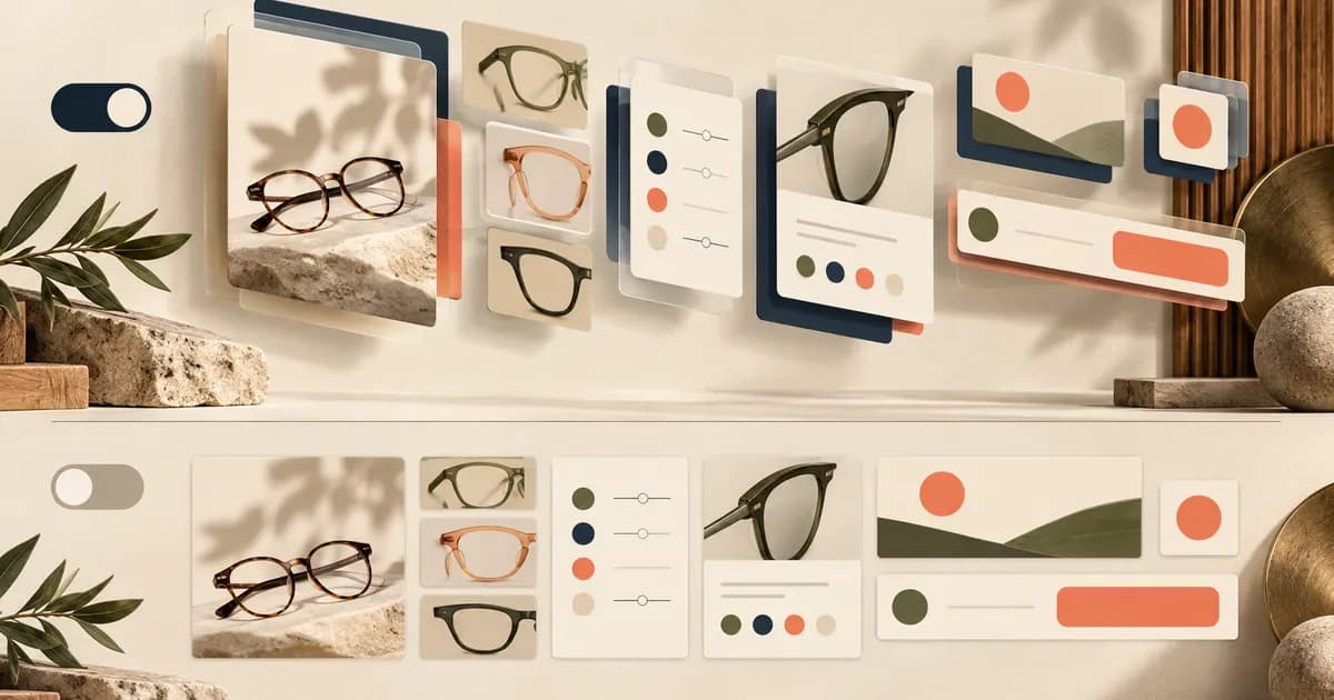 Editorial illustration for Testing reduced-motion settings on an eyewear storefront