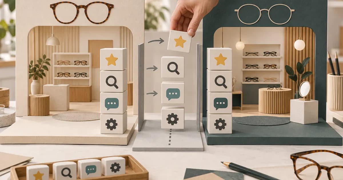 Editorial illustration for Testing existing app blocks in a new eyewear theme