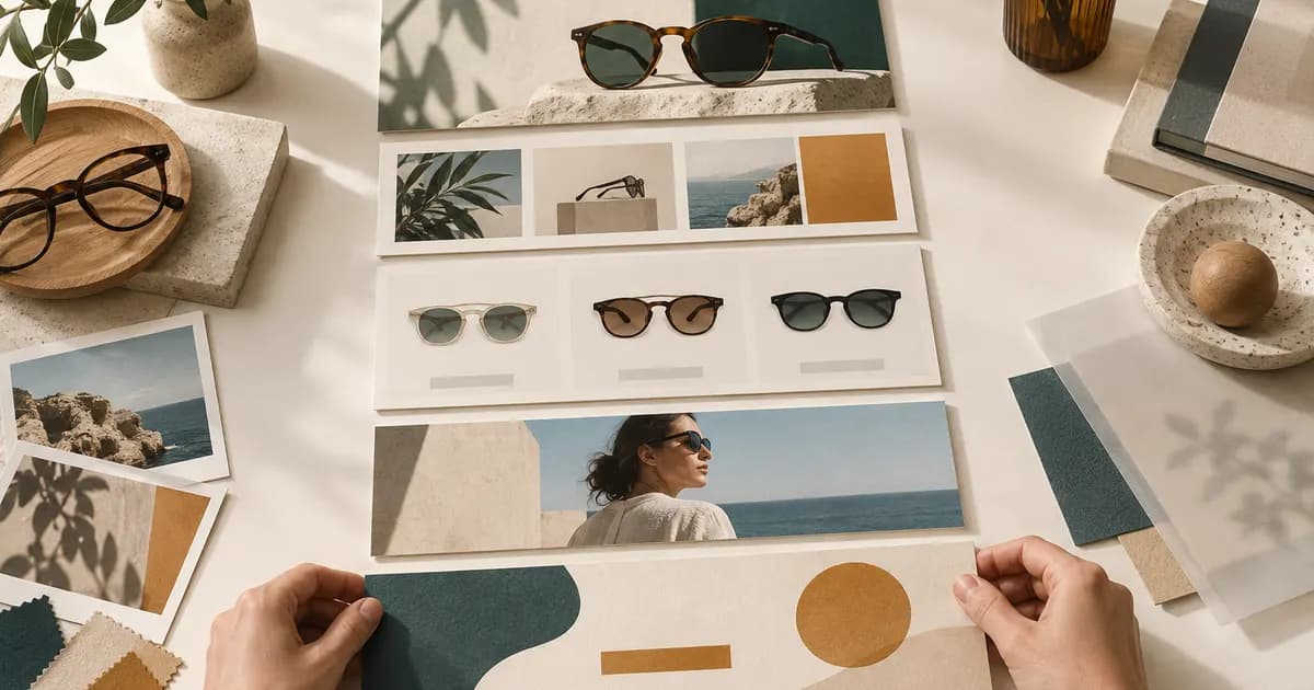 Editorial illustration for Creating a eyewear campaign landing page from theme sections