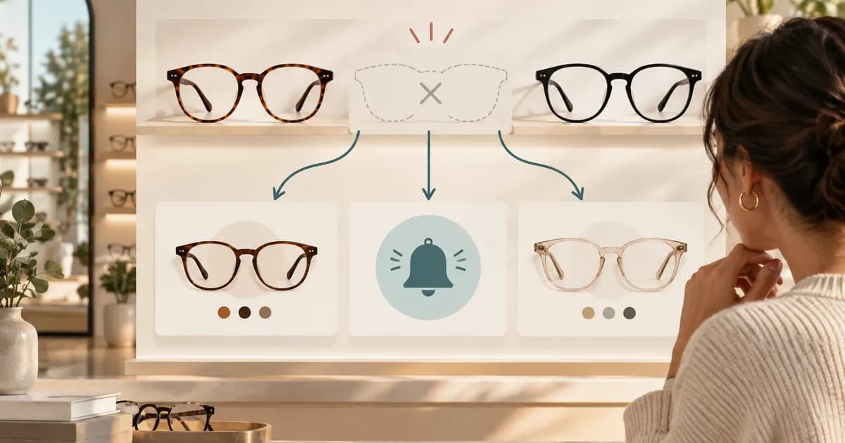 Editorial illustration for Designing out-of-stock recovery paths for eyewear shoppers