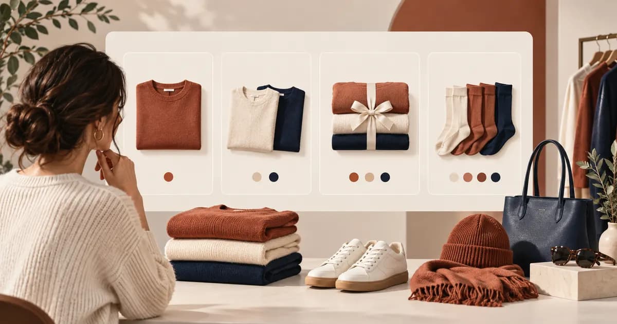 Editorial illustration for Presenting pack and quantity choices in a fashion store