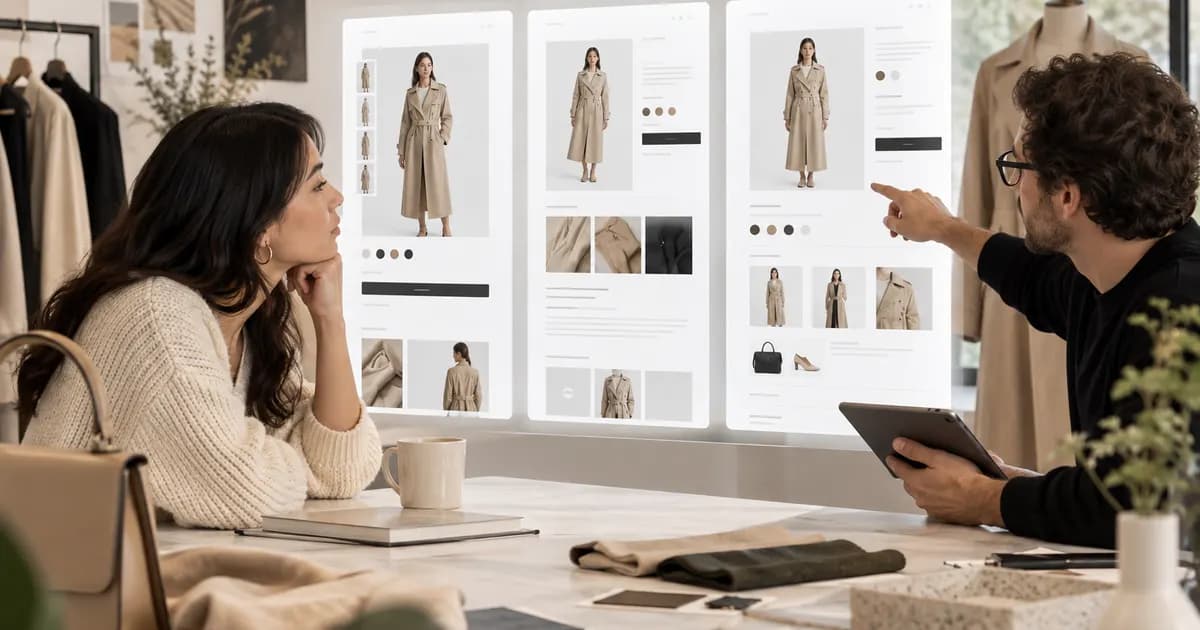 Editorial illustration for Testing fashion product-page information order