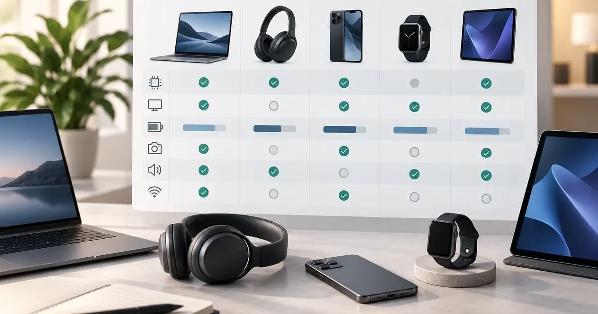 Editorial illustration for Designing a electronics product comparison worksheet