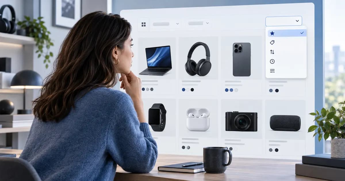 Editorial illustration for Choosing collection sort defaults for electronics shoppers