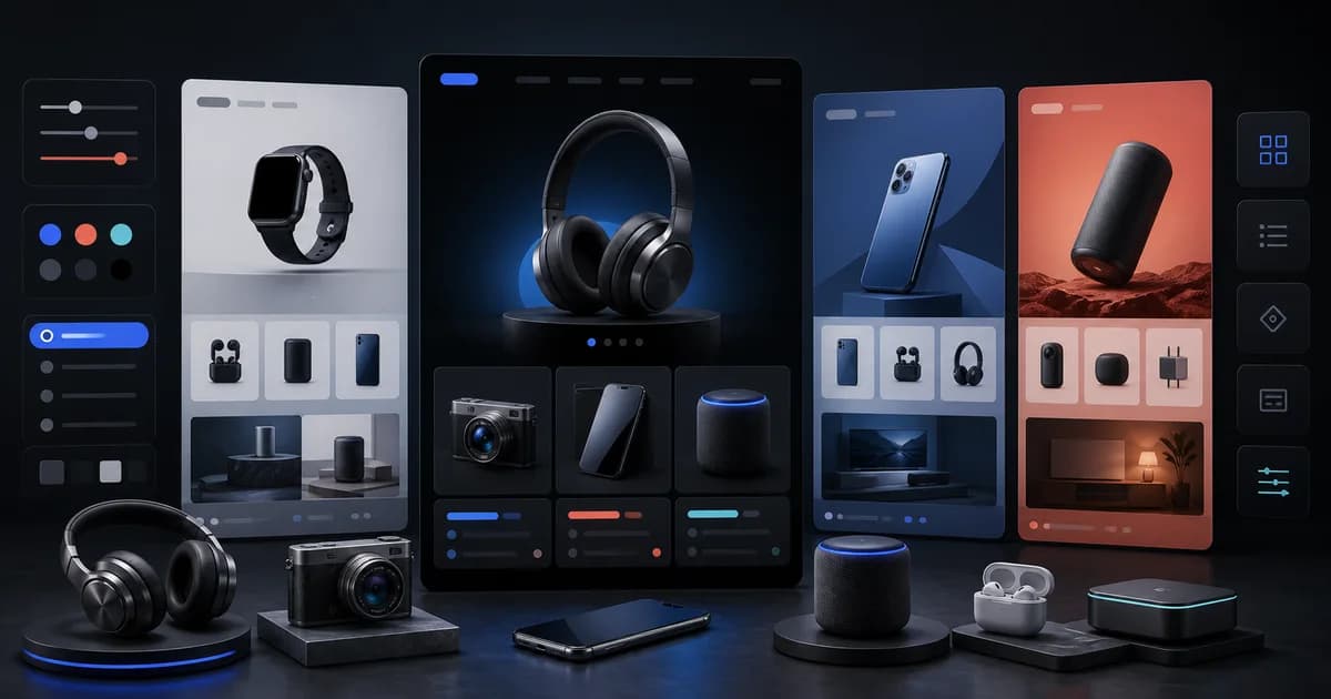 Electronics theme comparison with specifications and compatible accessories