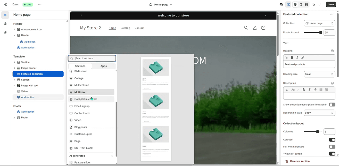 Reusable Shopify theme sections and content blocks