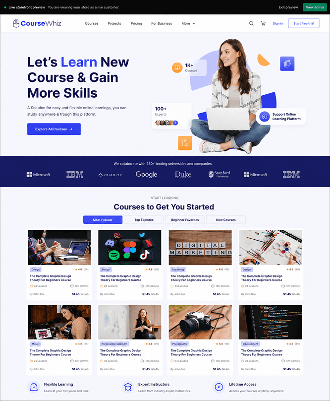 Live storefront launch preview