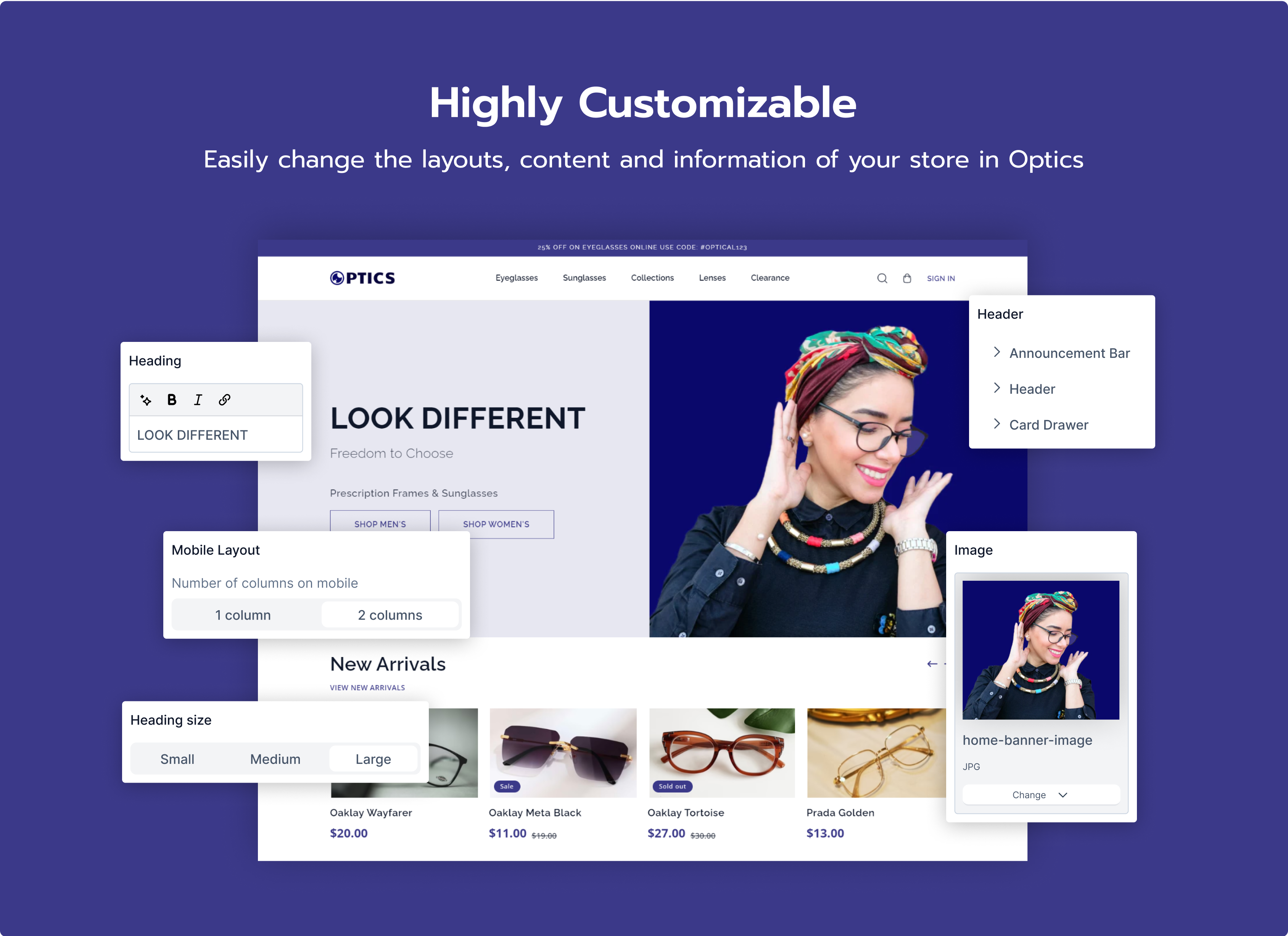 optics shopify e-commerce theme customizable