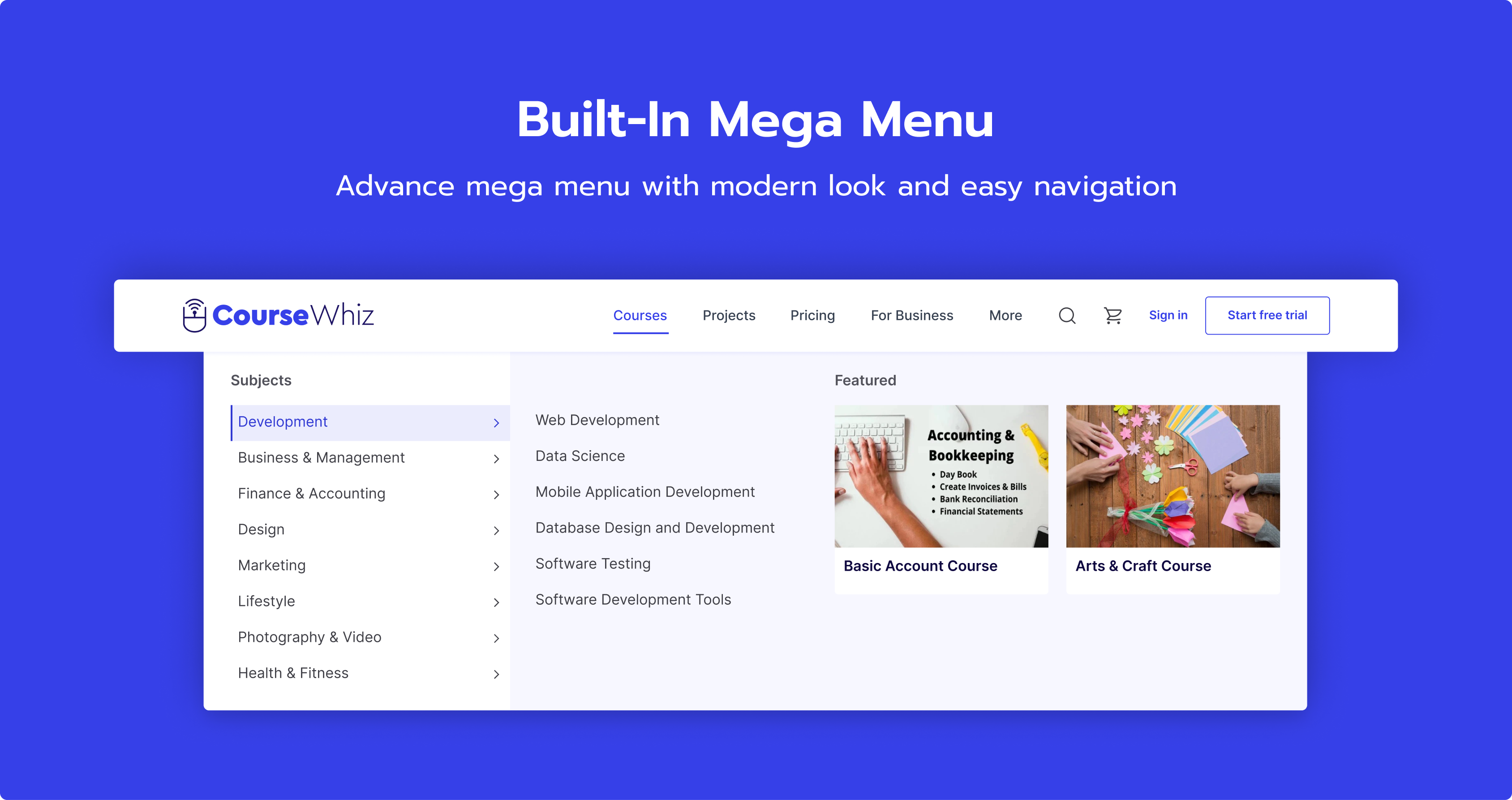 coursewhiz shopify e-commerce theme megamenu