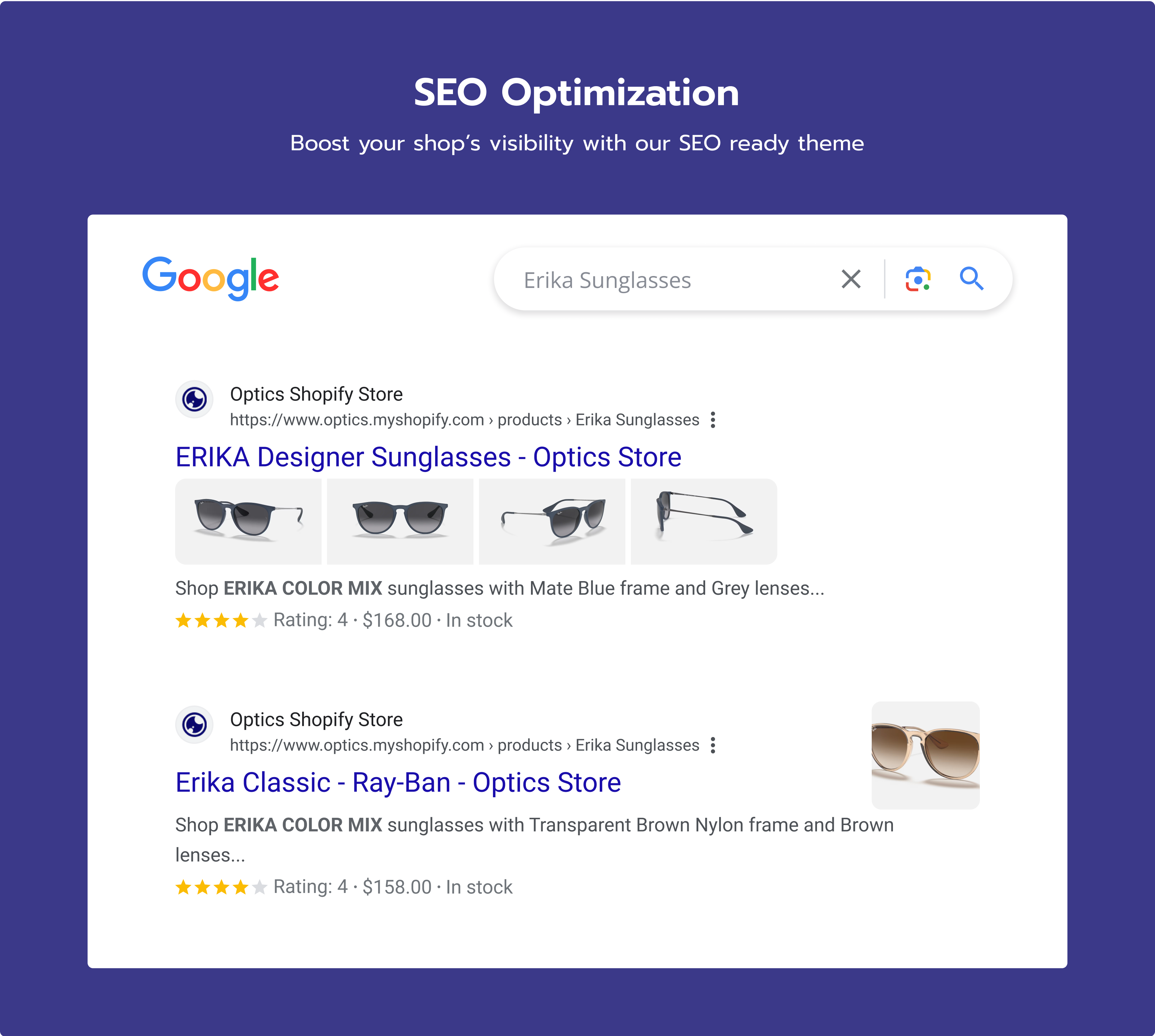 optics shopify e-commerce theme seo optimization