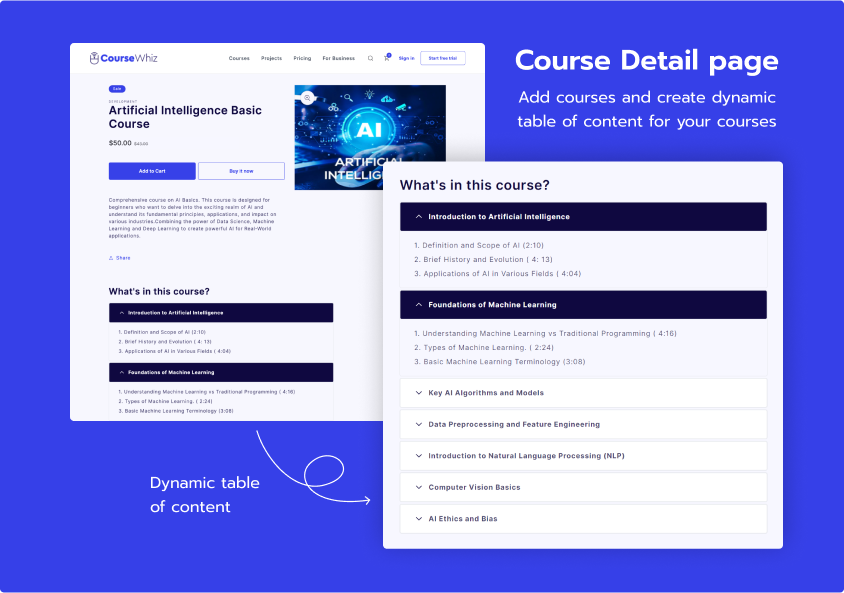 coursewhiz shopify e-commerce theme course details page